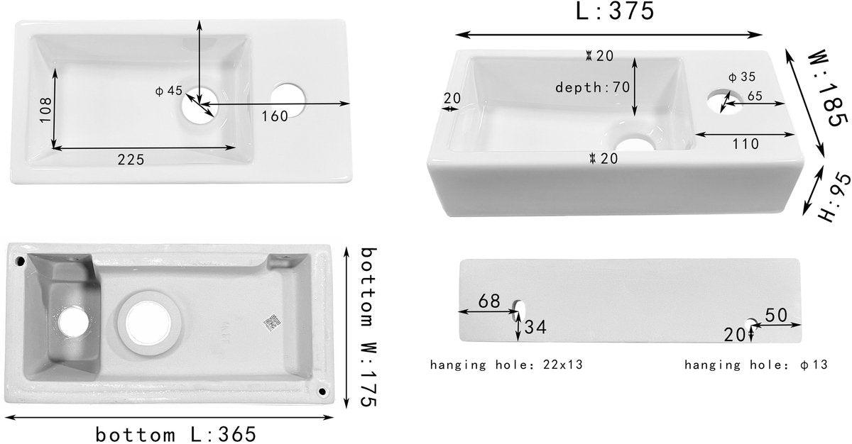 Fontana Differnz helios - destra - 37,5 x 18,5 x 9 cm - ceramica - bianca