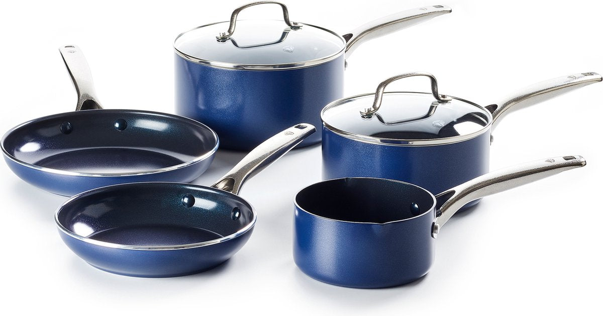 Set di pentole Blue Diamond 5 pezzi con coperchi - blu - antiaderente - senza pfas