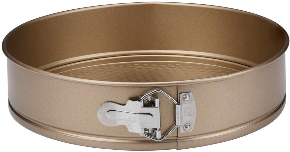 Alpina taarten bakvorm springvorm - d28 x h7 cm - anti aanbak - goudkleurig - rond