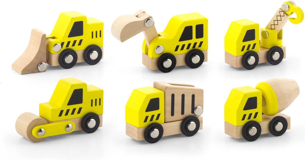 Minicar, scavatrici e veicoli da cantiere Viga, dimensioni 7-9 cm, 6 parti 1 set