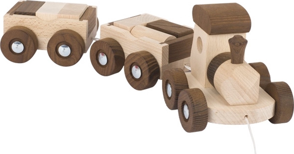 Treno Goki - Amsterdam - 37x10,5x10,5 cm - con 10 mattoncini - 2 anni