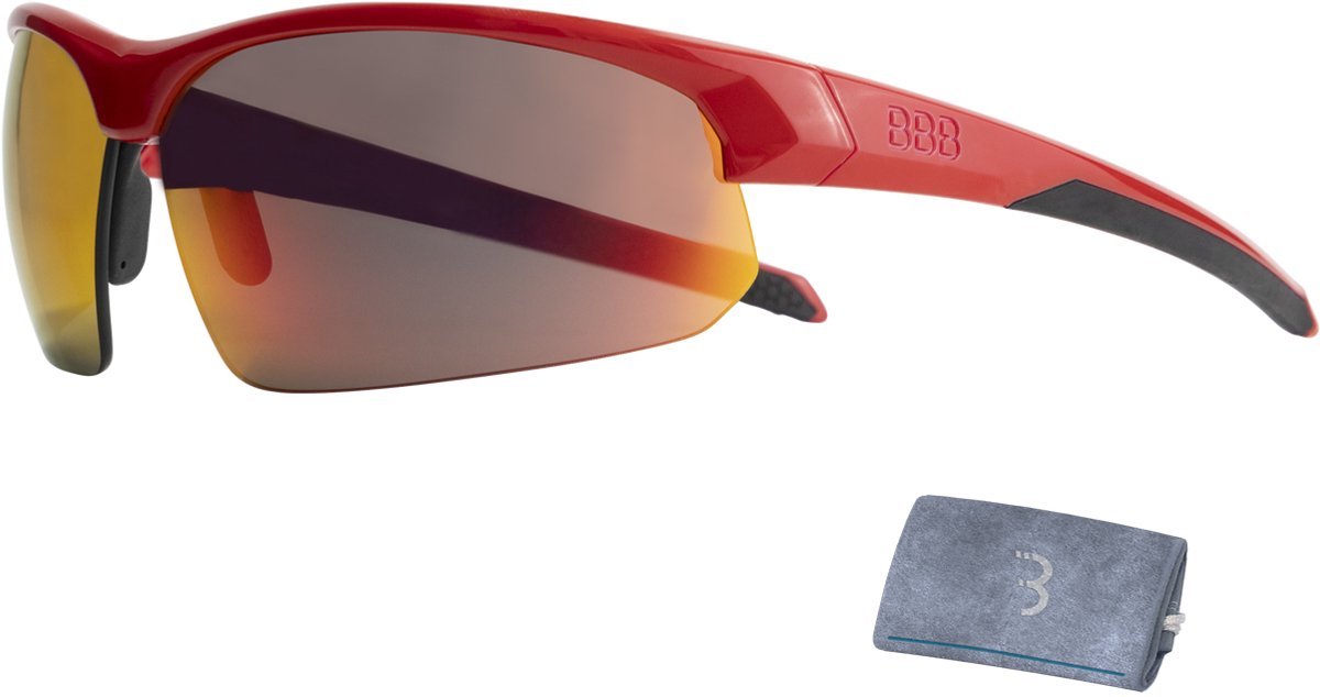 Occhiali da ciclismo Bbb per uomo e donna - occhiali da ciclismo con 3 lenti intercambiabili - occhiali da bici da corsa leggeri - rosso lucido - impress bsg-58