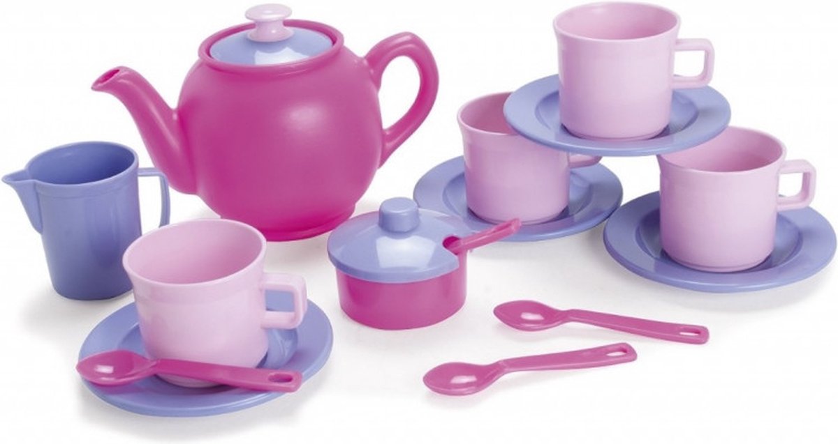 Juego de té rosa Dantoy para niños.