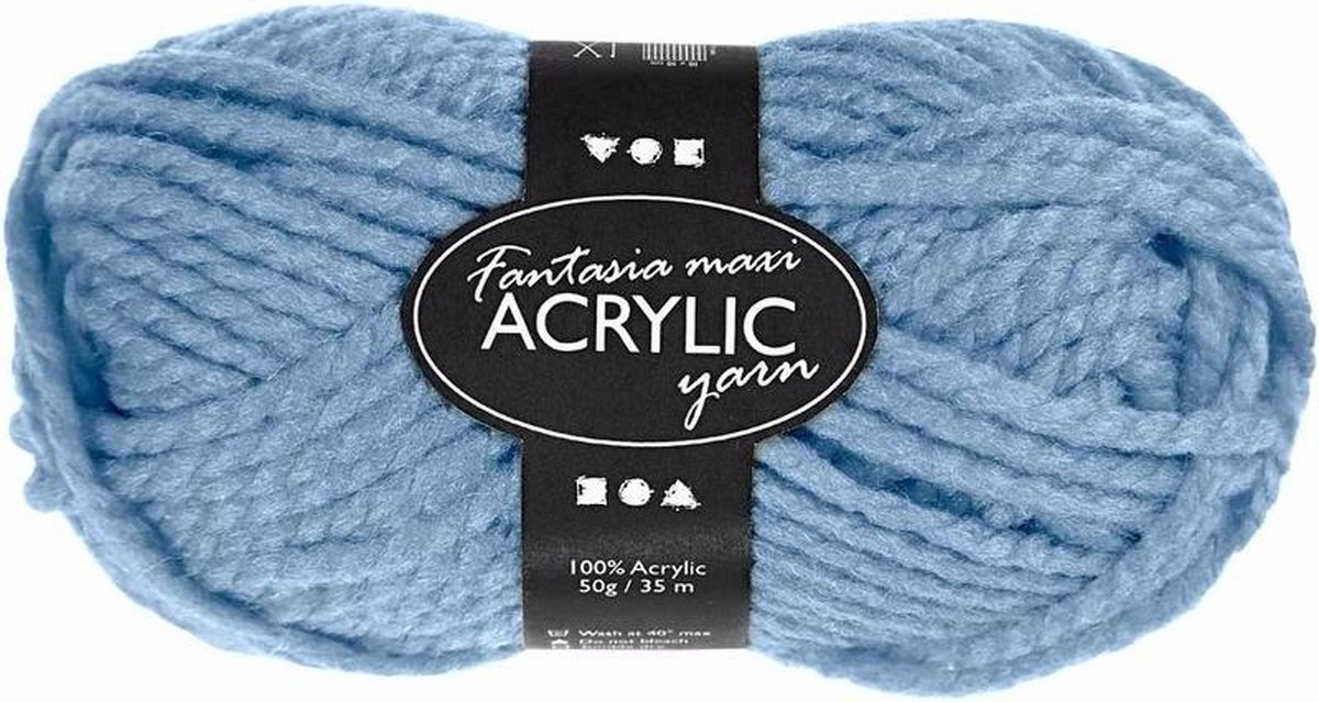 Creativ company hilo acrílico fantasia, l: 35 m, maxi, azul claro, 50 g 1 ovillo