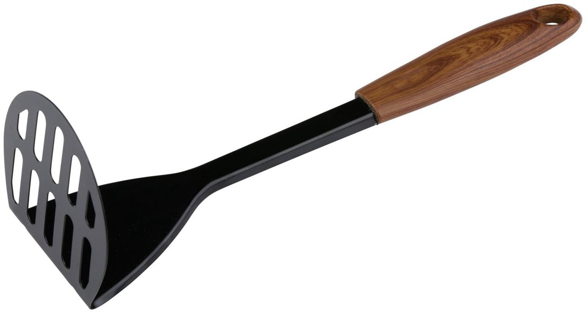 Alpina pureestamper rvs – aardappelstamper met houten handvat – 26,5 cm – stamper voor aardappelen en groenten