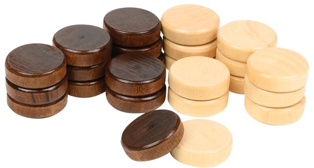 Philos backgammon stenen set 28 x 8 mm houten speelstenen.