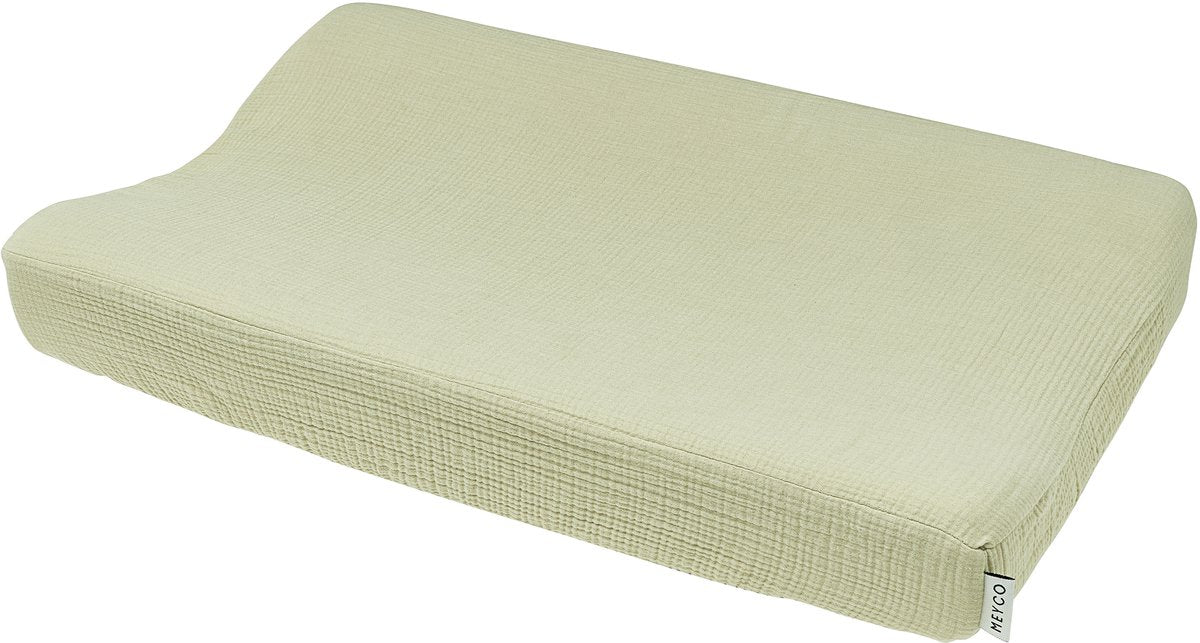 Meyco baby uni aankleedkussenhoes - pre-washed hydrofiel - soft olive - 50x70cm