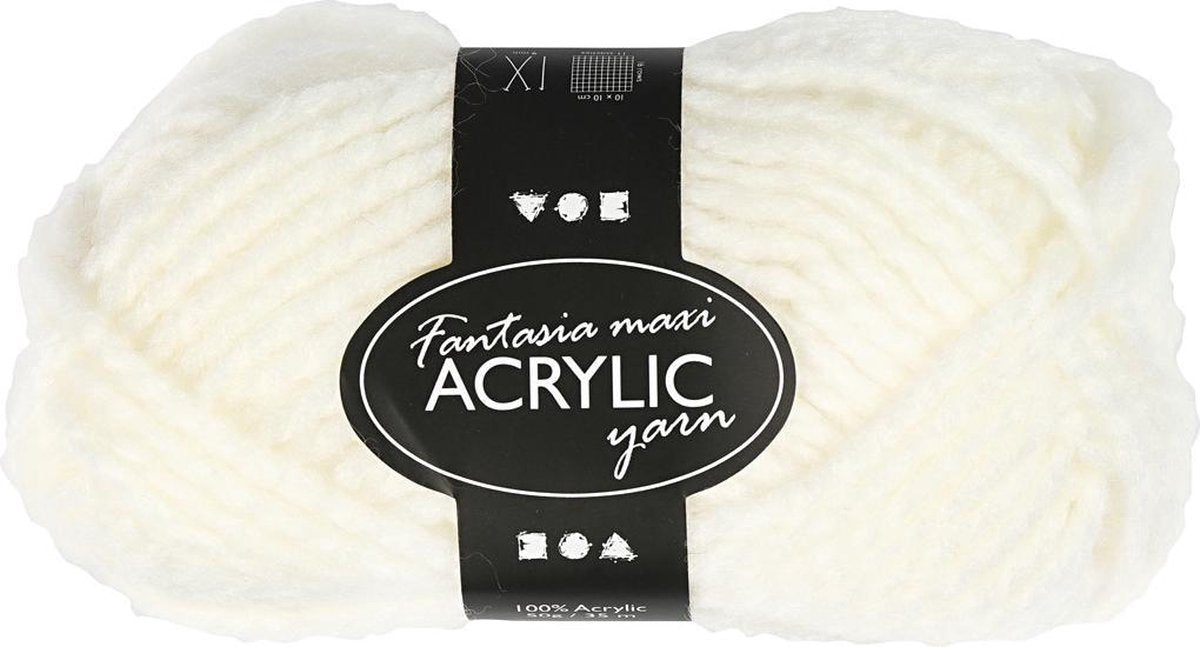 Creativ company fantasia filato acrilico, l: 35 m, maxi, bianco sporco, 50 g 1 gomitolo