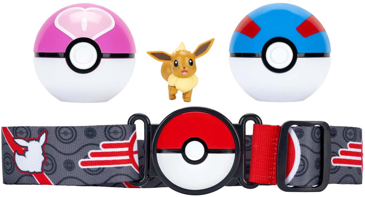 Jazwares Pokémon Clip 'n' Go con Correa Playset Eevee Great Ball