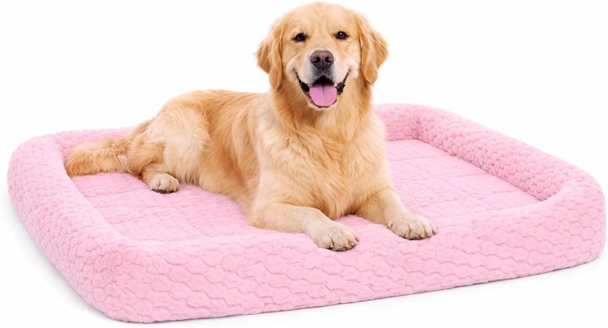 Cojín para perros Flamingo - cesta para perros - naya rectangular rosa con borde 116x69cm - lujosa comodidad para tumbarse - suave y resistente