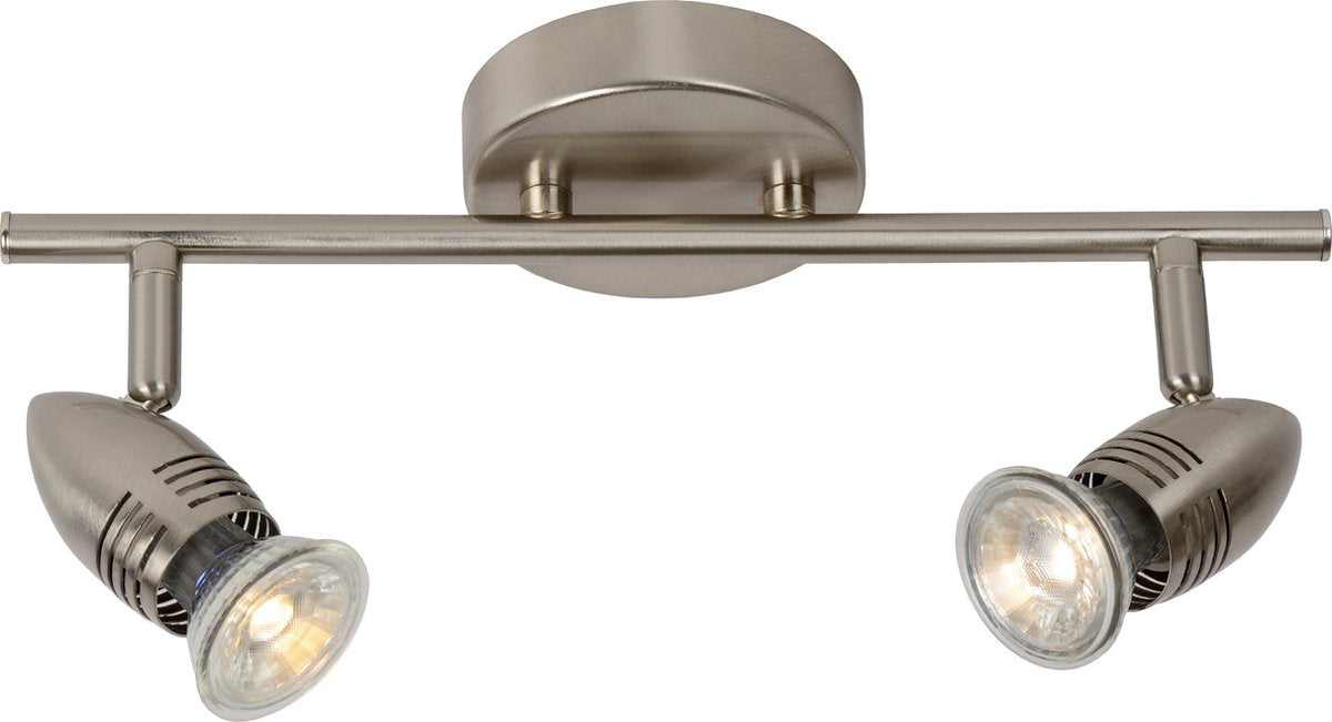Lucide caro-led - plafondspot (plafondlamp) - led - gu10 - 2x5w 2700k - mat chroom