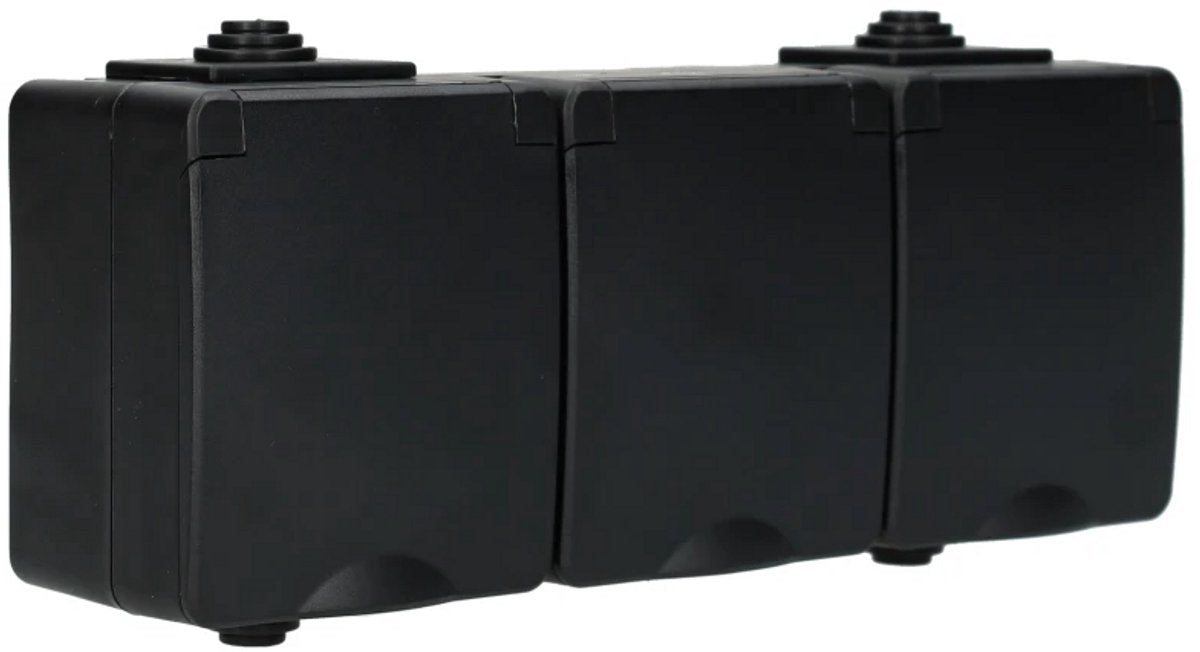 Ion Industries - toma a prueba de salpicaduras - de superficie - 3 vías - puesta a tierra - ip55 - negro