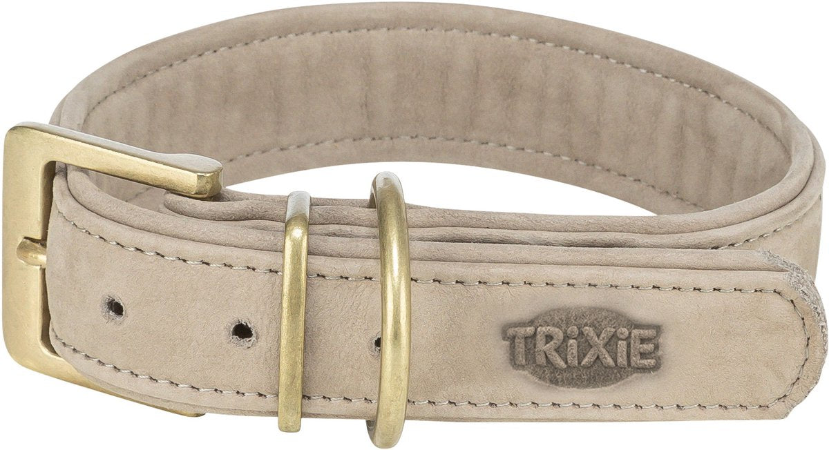Collare per cani Trixie - pelle nabuk grigio chiaro sm 31-37x3 cm - comodo e bifoderato