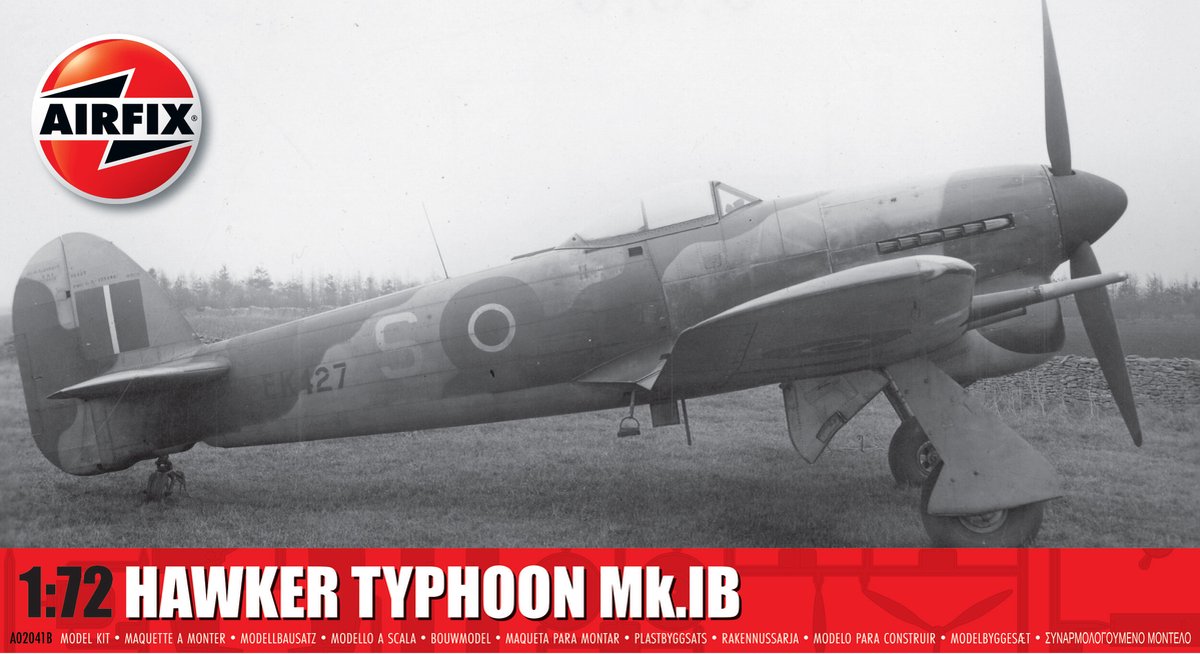 Airfix modelbouwpakket vliegtuigen - 02041b hawker typhoon mk.ib - propeller vliegtuig plastic - 1:72 - modelbouw
