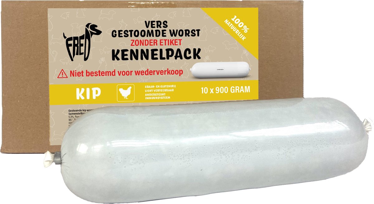 Freds a vapore a vapore salsiccia di carne di carne di pollo kennelpack e glutine
