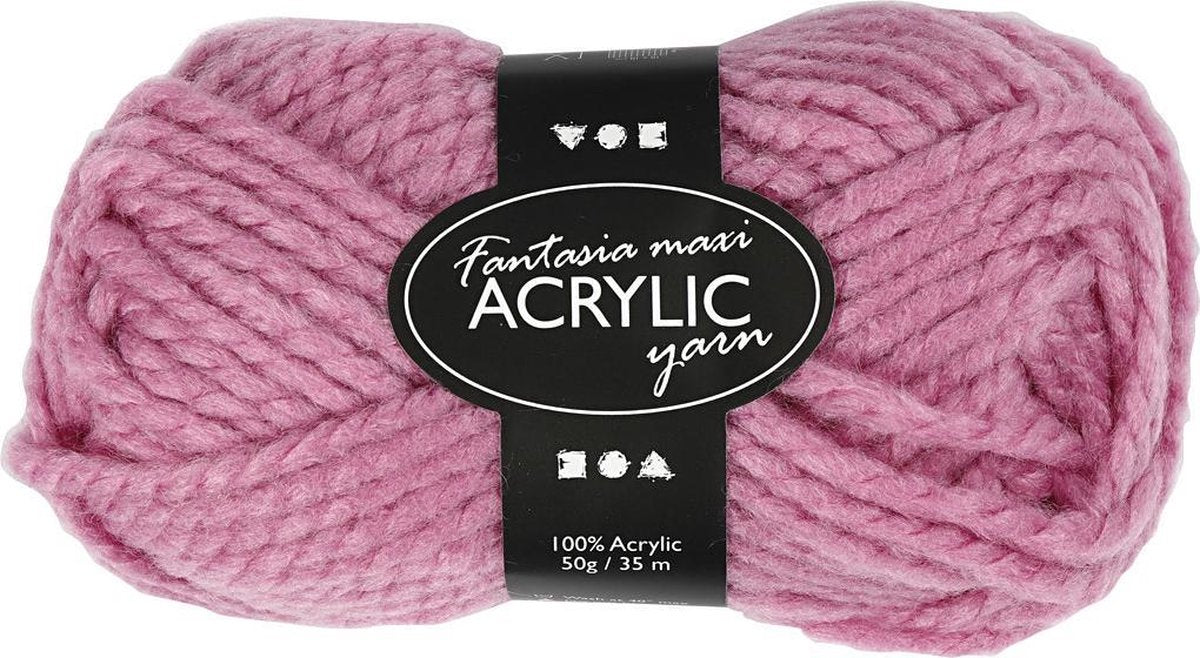 Creativ company hilo acrílico fantasia, l: 35 m, maxi, rosa, 50 g 1 ovillo