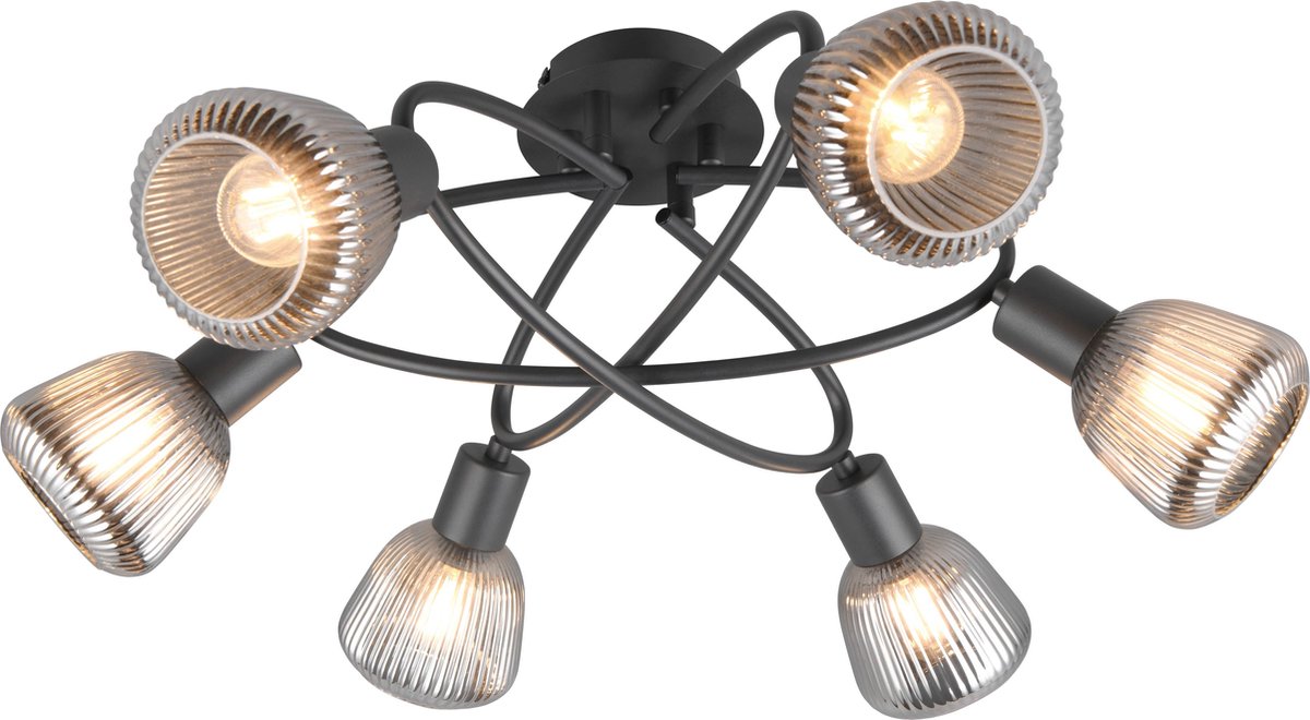 Trio tarifa - lampada da soffitto - nero opaco - escl. 6x e14 4 w - montaggio a soffitto
