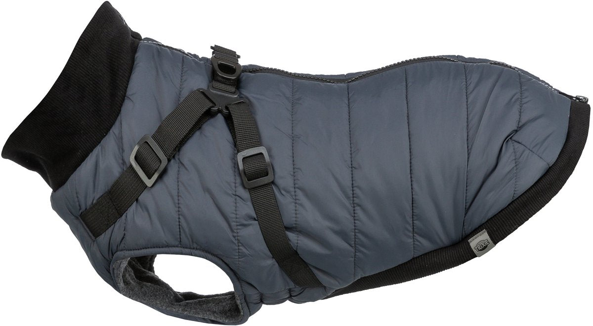 Trixie abrigo para perros pontis azul - forro polar, arnés integrado, 33 cm