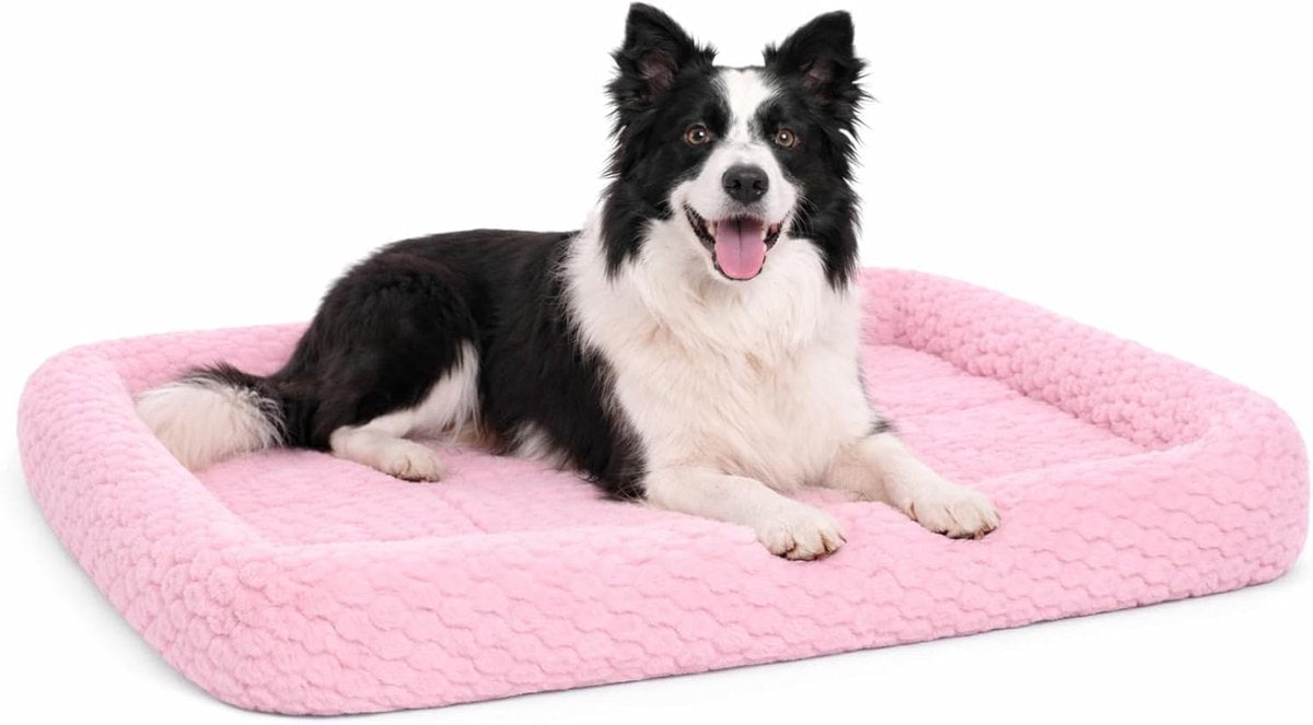 Cojín para perros Flamingo - cesta para perros - naya rectangular rosa con borde 100,5x63,5cm - suave - lujoso - cómodo