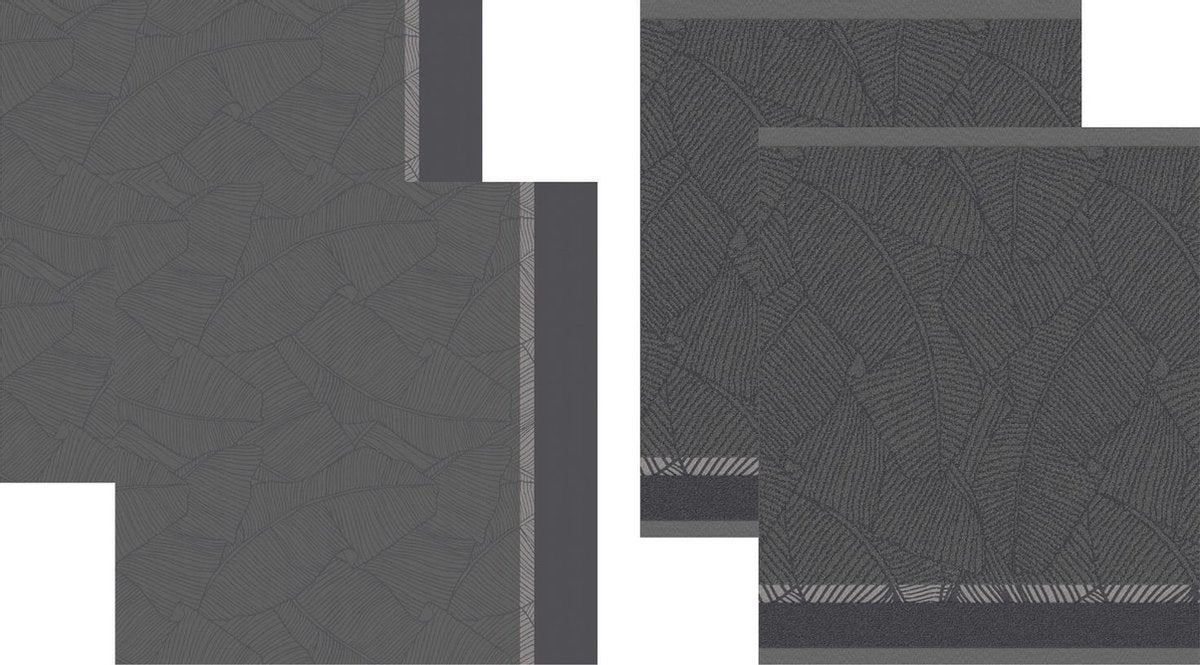 Ddddd - barriera - set strofinacci e strofinacci da cucina - set da 4 pezzi - cotone - stampa botanica - 60x 65 cm 50x55 cm - antracite