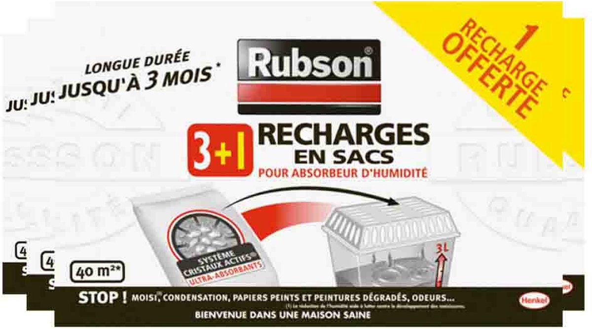 Recambios para absorbentes de humedad Rubson 16 x 450 g - adecuados para absorbentes de humedad de 900 gy 1 kg