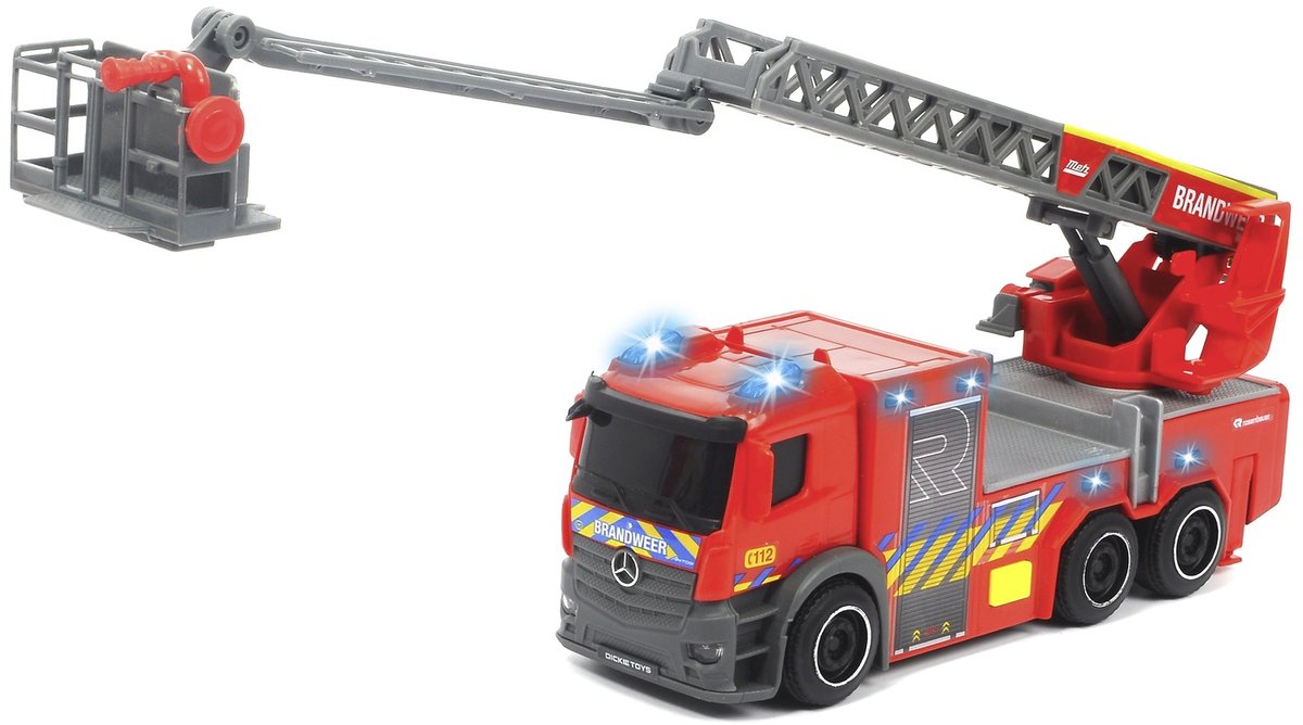 Dickie Toys - veicolo giocattolo - camion dei pompieri belga - scala - luce e suono