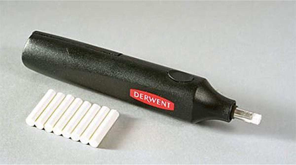 Gomma elettrica Derwent - nera - 1 pezzo e 8 gomme ricaricabili