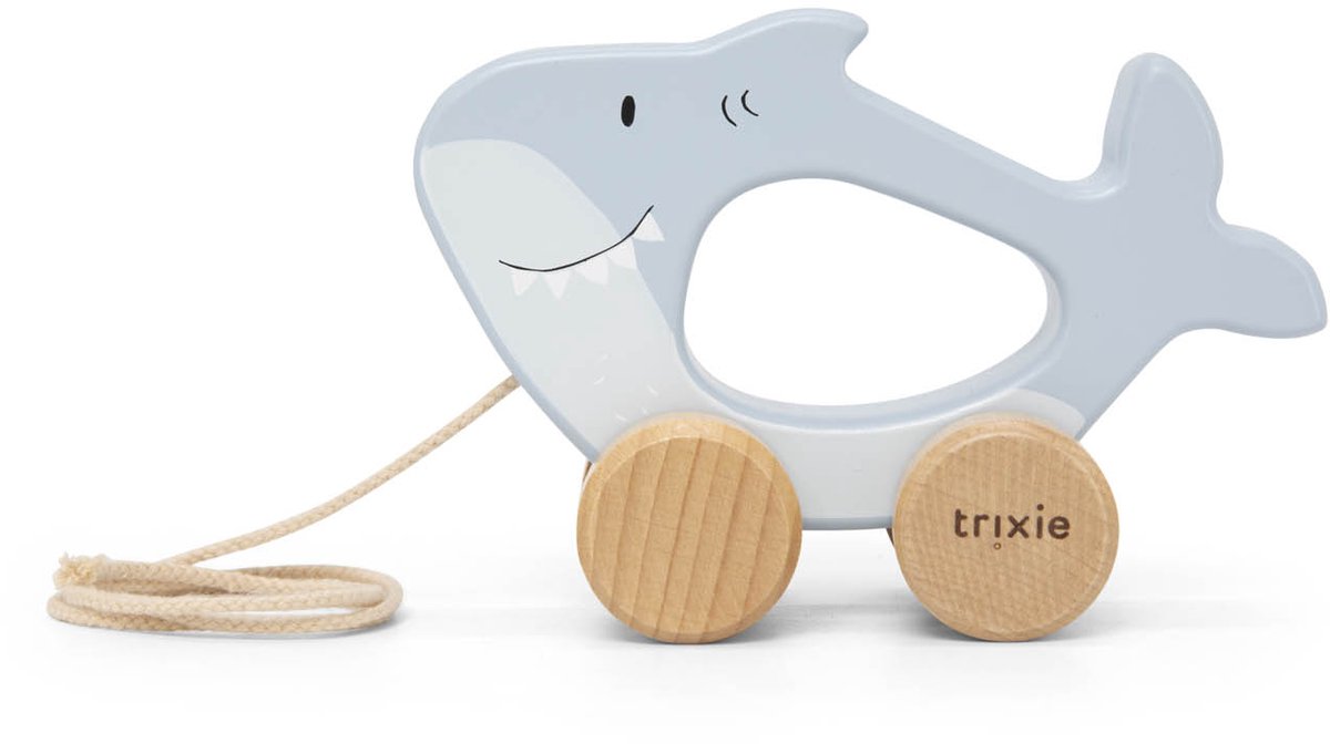Trixie juguete de madera para tirar - Mr. Shark - con cordón para tirar