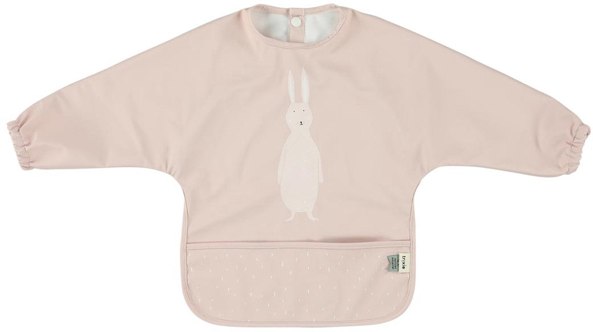 Trixie afwasbare slab met mouwen - mrs. rabbit - slab voor kinderen - 100% recycled polyester - eenvoudig schoon - roze