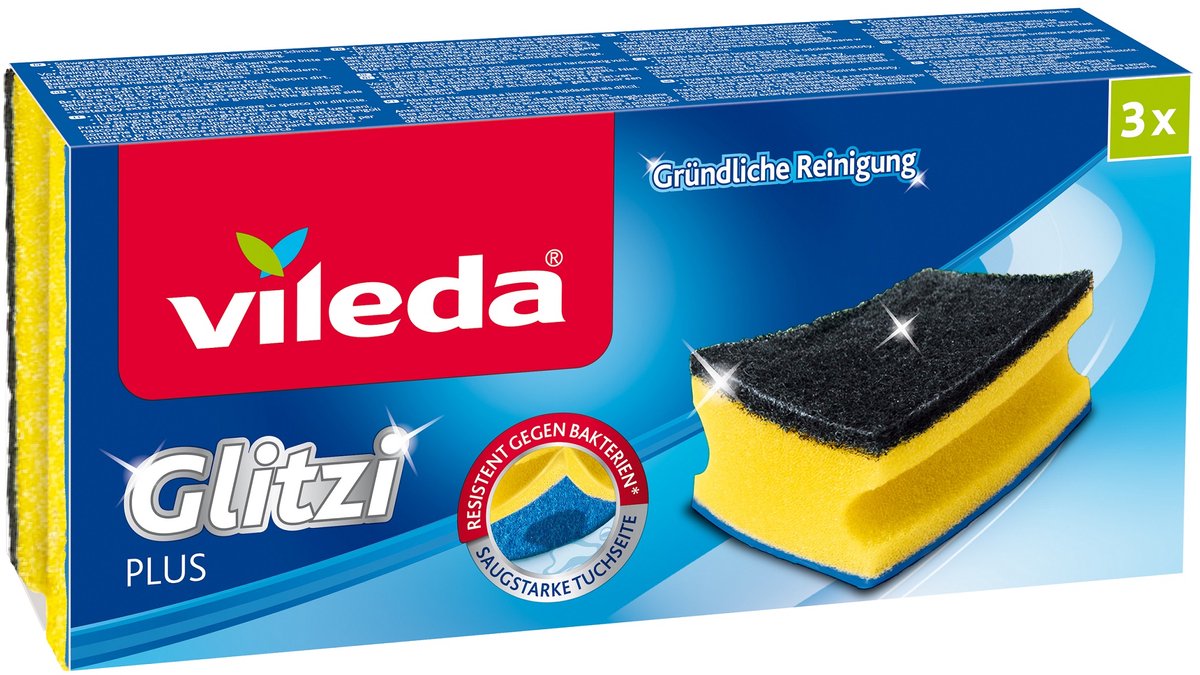 Vileda glitzi plus estropajos - esponja limpiadora (3 piezas)