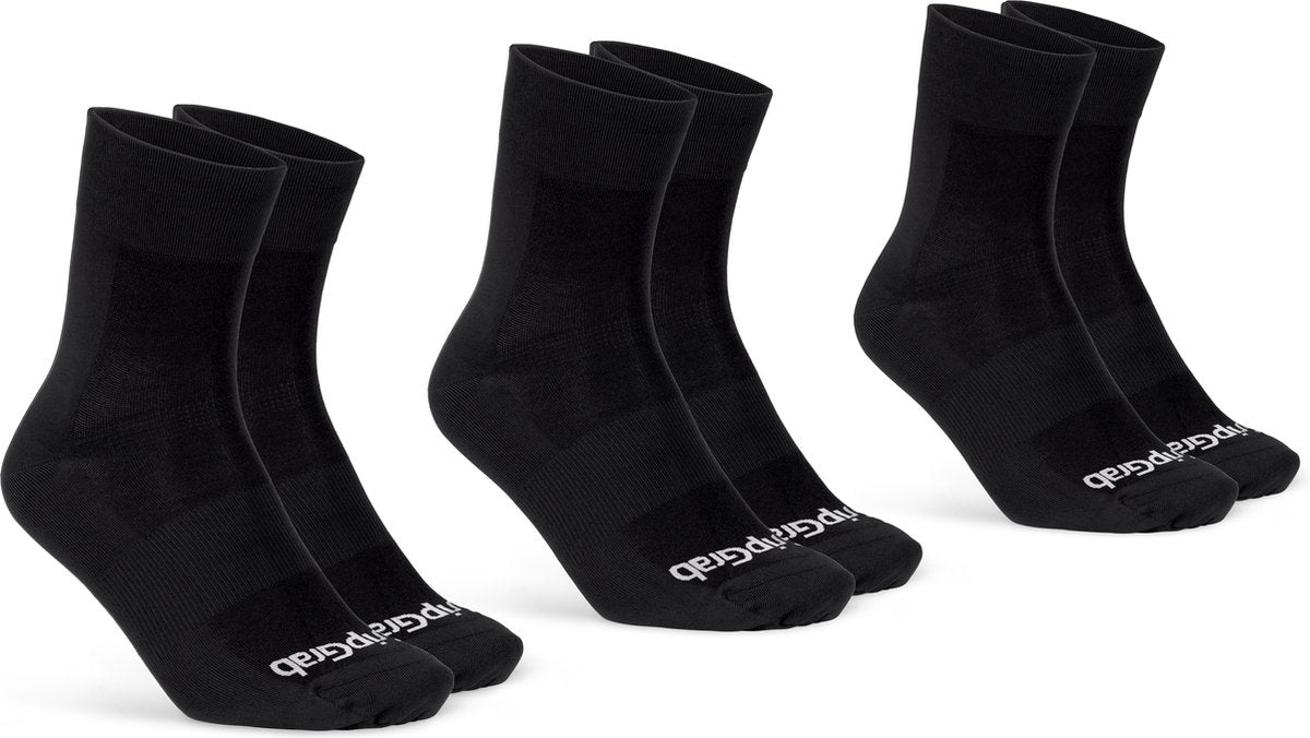 Gripgrab - lightweight sl 3pack performance zomer fietssokken 3 paar coolmax wielersport sokken regular cut - zwart - unisex - maat s (38-41)