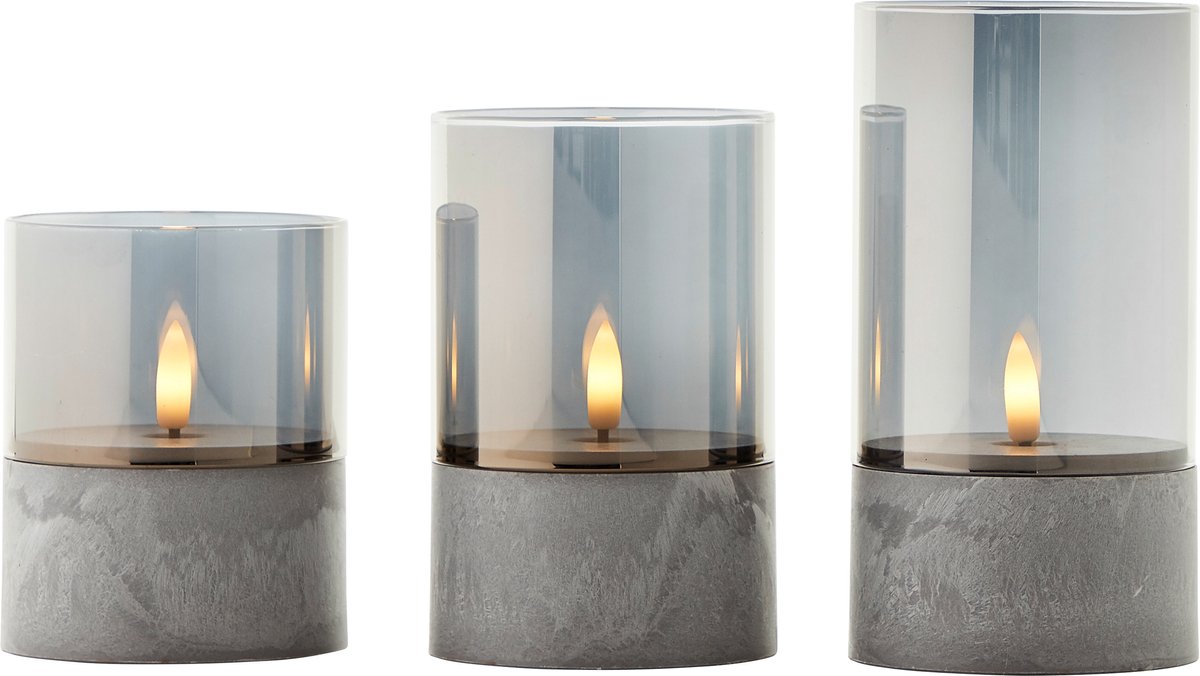 Brilliant bougie batterij - tafellamp - led - flickering candle light set - grijs smoke - ip44