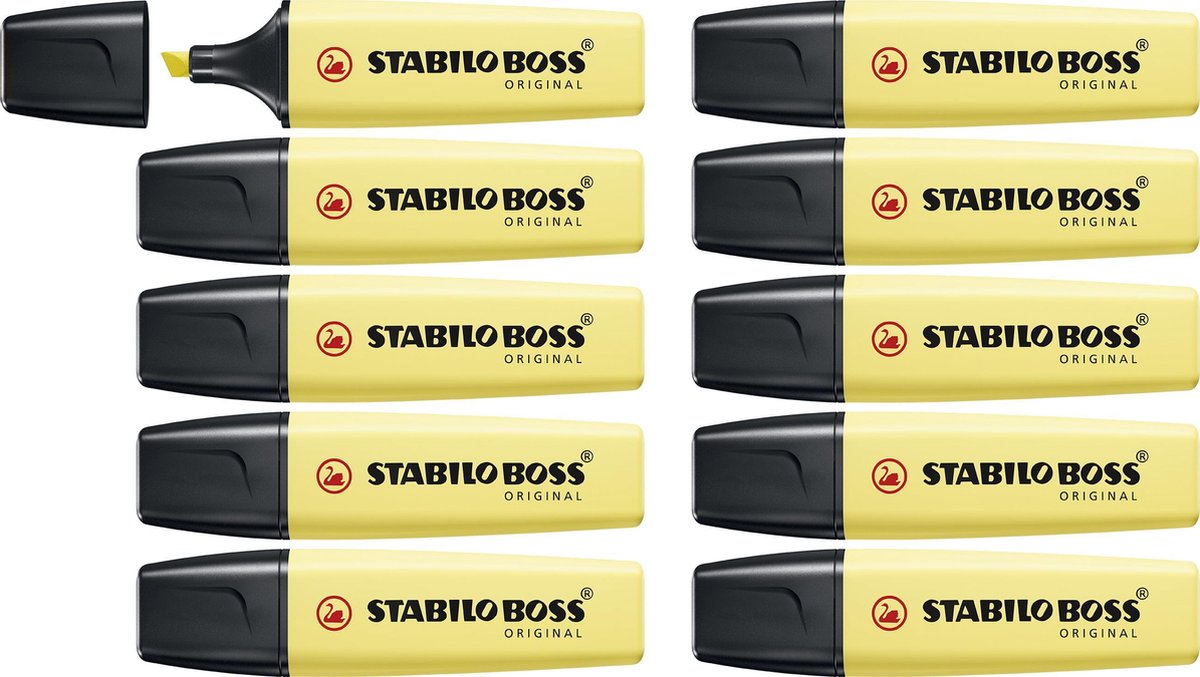 Stabilo boss original pastel - evidenziatore - illuminante con pastelli - giallo latte - scatola da 10 pezzi