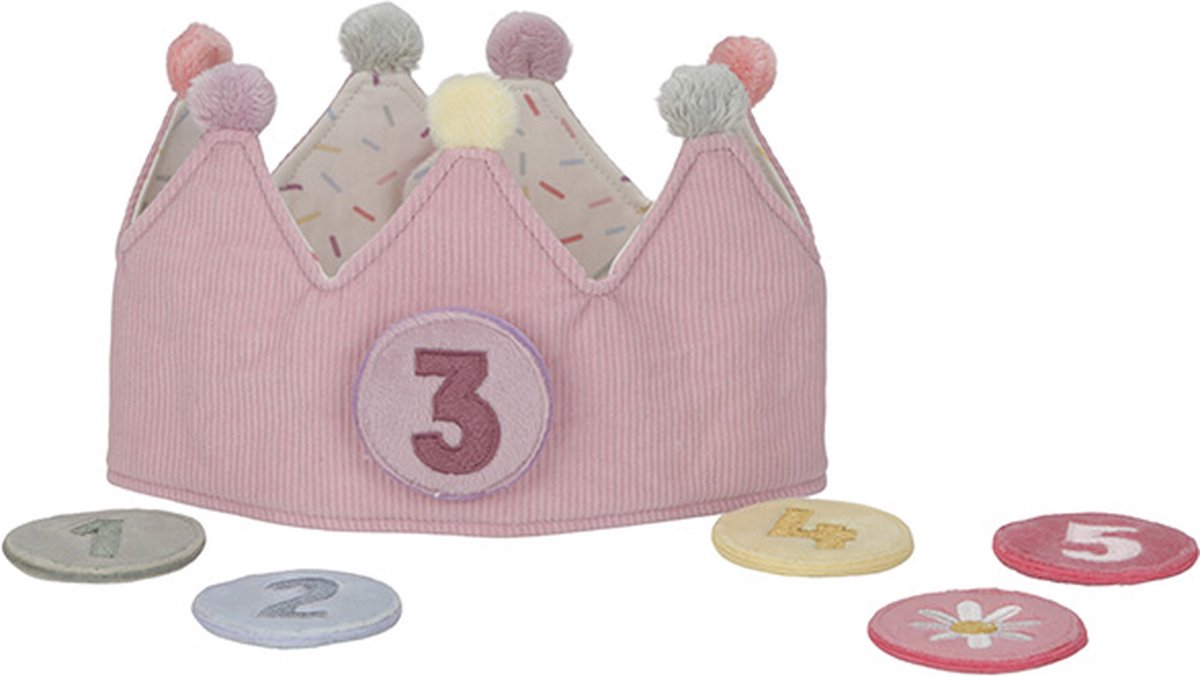 Little Dutch - corona de cumpleaños de tela con números - rosa