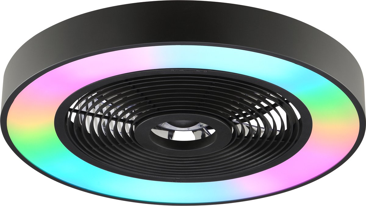 Brilliant Catania - ventilatore da soffitto - LED 40W - CCT - 2700K-6500K - dimmerabile - ICRGB - luce notturna - timer - telecomando - nero