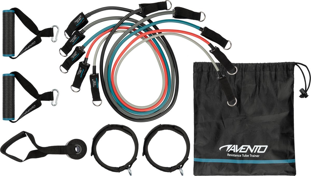 Set di fasce di resistenza Avento - tubo trainer - 5 livelli - nero multi