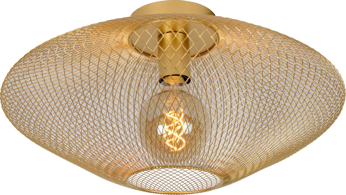 Lucide mesh - lampada da soffitto (plafoniera) - ø 45 cm - 1xe27 - ottone oro opaco