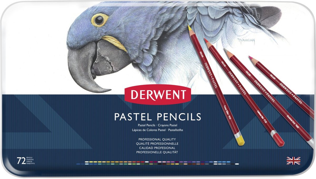 Matite pastello Derwent - assortimento in latta - 4 mm - 72 pezzi