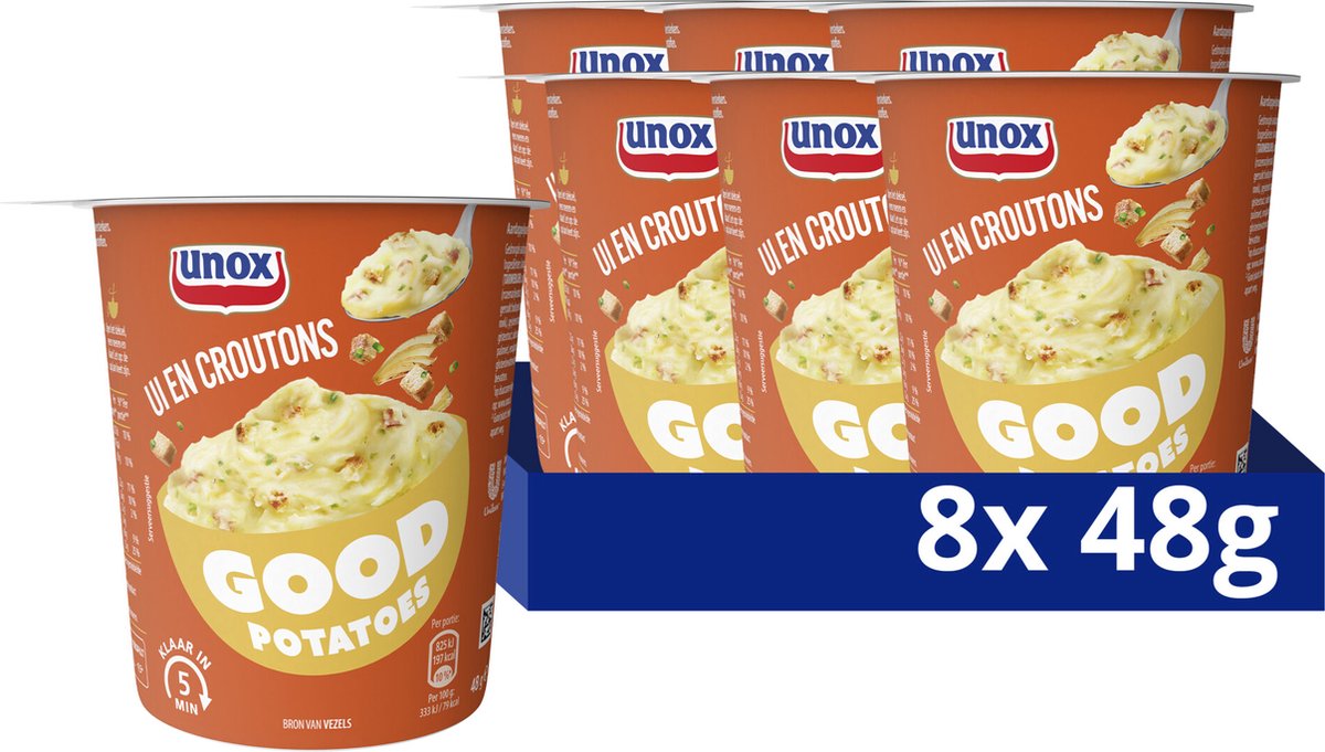 Patate buone Unox - cipolla e crostini - 8 x 48 g - confezione risparmio