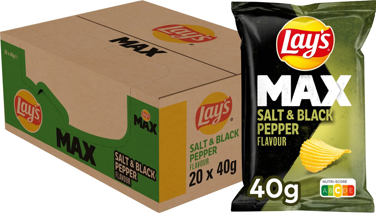Lay's max sale pepe nero - patatine rigate - 20 x 40 grammi