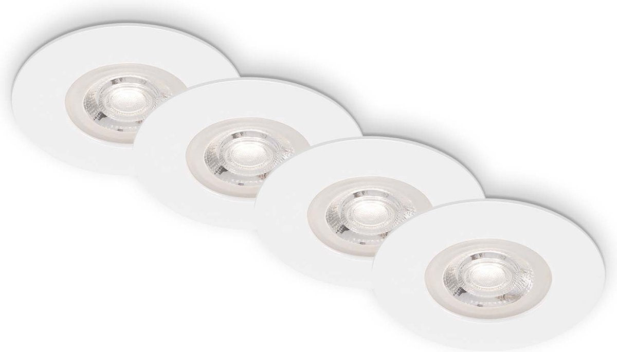 Briloner kulana - set van 4 led inbouwspots - badkamerverlichting - dimbaar - ø9 cm - ip44 - 4.9 w - 480 lm - 3.000 k - wit