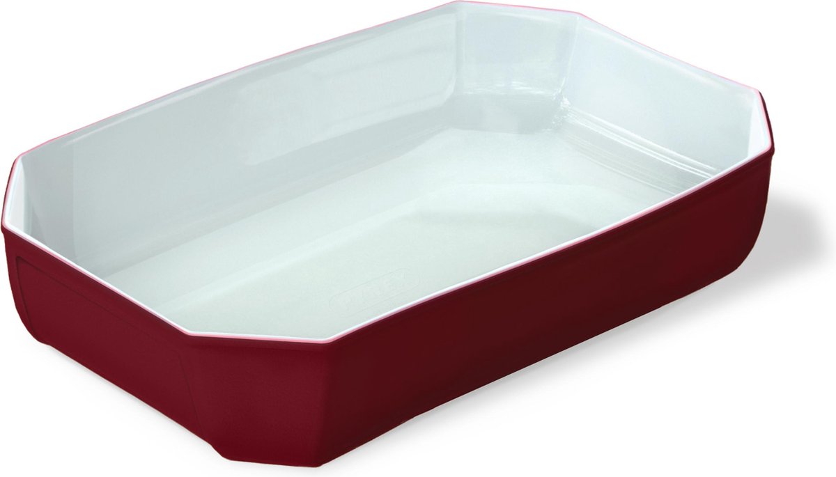Fuente para horno rectangular Pyrex 3,2l - vidrio de borosilicato - exterior vidriado rojo - 33x22xh7cm