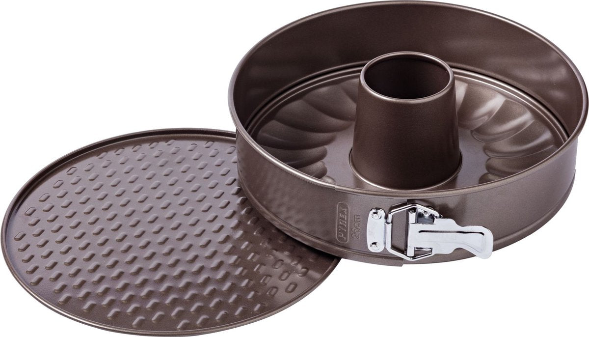 Pyrex - asimetria 2 in 1 spring- en tulbandvorm ø 26 cm - bruin - carbonstaal