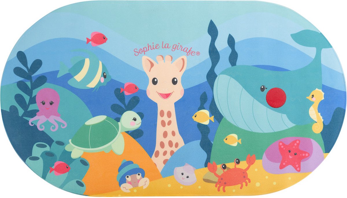 Sophie de giraf badmat met temperatuurindicator - antislip, vrolijk ontwerp met zeedieren, geschikt voor 8+ maanden