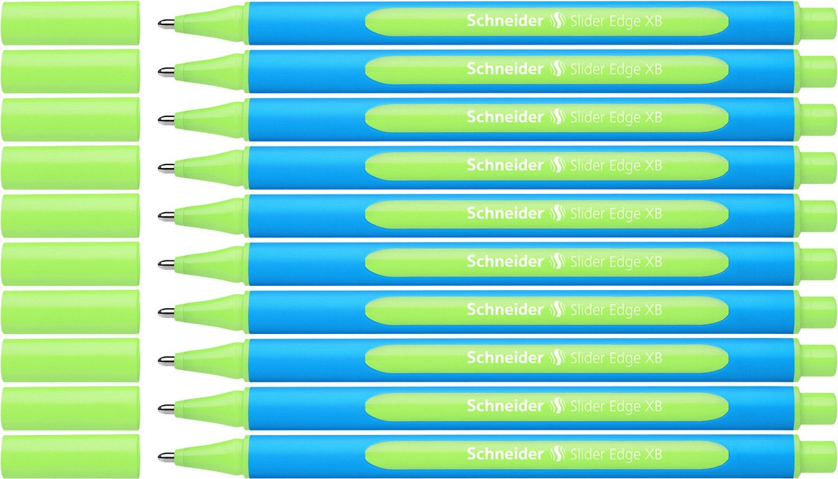 Schneider strumenti da scrittura penna a sfera schneider - bordo slider - xb - verde chiaro - 10 pezzi - s-152211-10