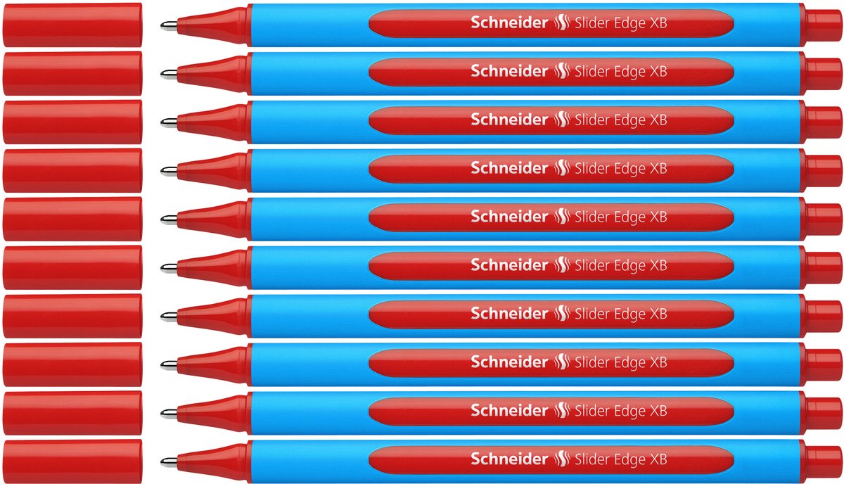 Schneider escribir instrumentos bolígrafo schneider - borde deslizante - punta xb - color de escritura rojo - caja 10 piezas