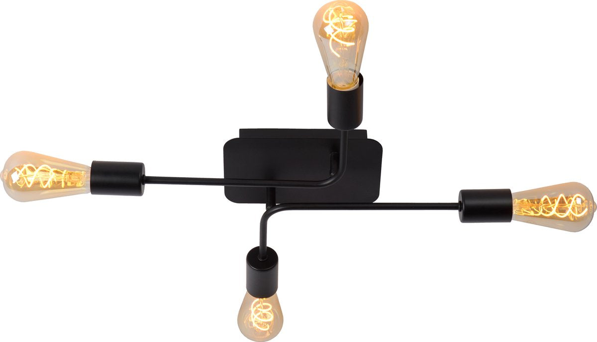 Lucide lester - lampada da soffitto (lampada da soffitto) - 4xe27 - nero