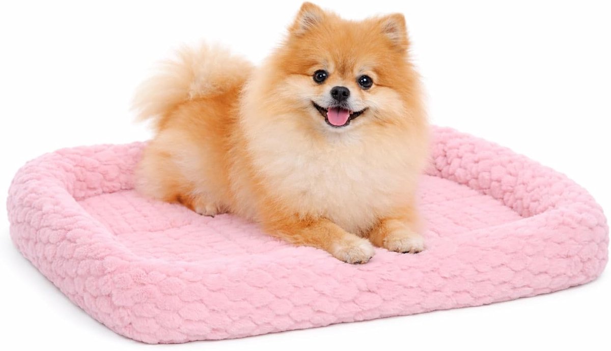 Cojín para perros Flamingo – Cesta para perros – Naya rectangular rosa con borde 55,5x38,5cm – Suave – Acogedor – Cómodo