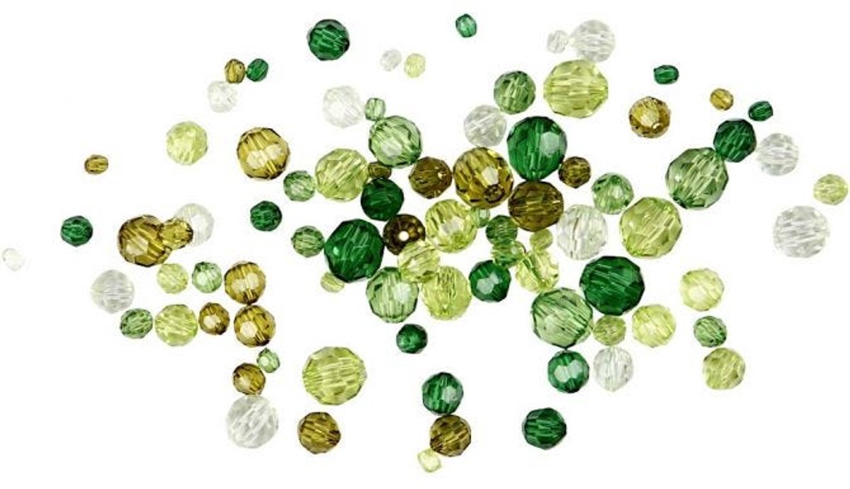 Creative Company Facet Beads Mix Green Glitter, 45 grammi