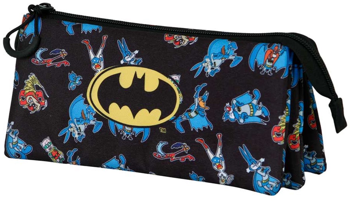 Karactermania - looney tunes - astuccio da disegno batman tunes triple fan 2.0 - astuccio per matite - astuccio per penne - astuccio per penne - nero
